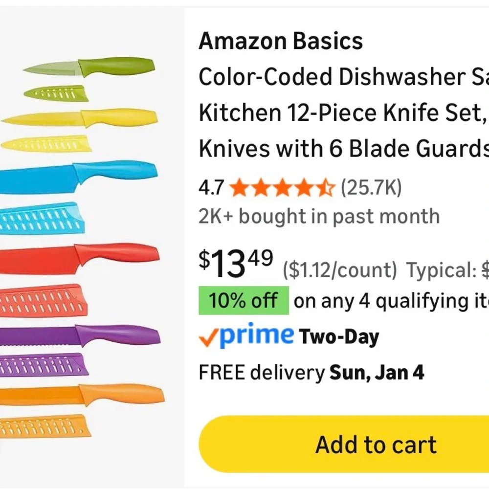 Colorful Non-Stick Kitchen Knife Set - Rainbow Handles - Picture 3 of 3